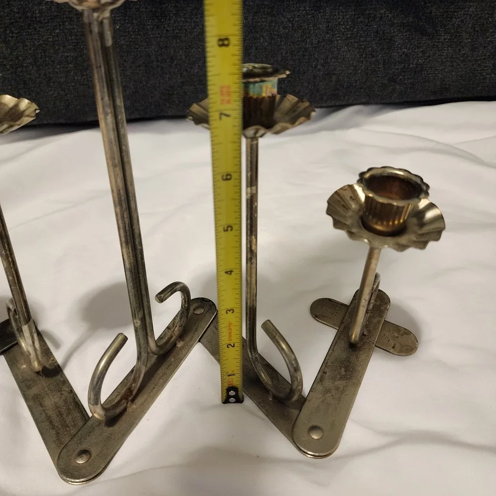 Vintage Jointed Folding Brass Alloy 5 Candle‎ Candelabra Candlesticks Ruffled